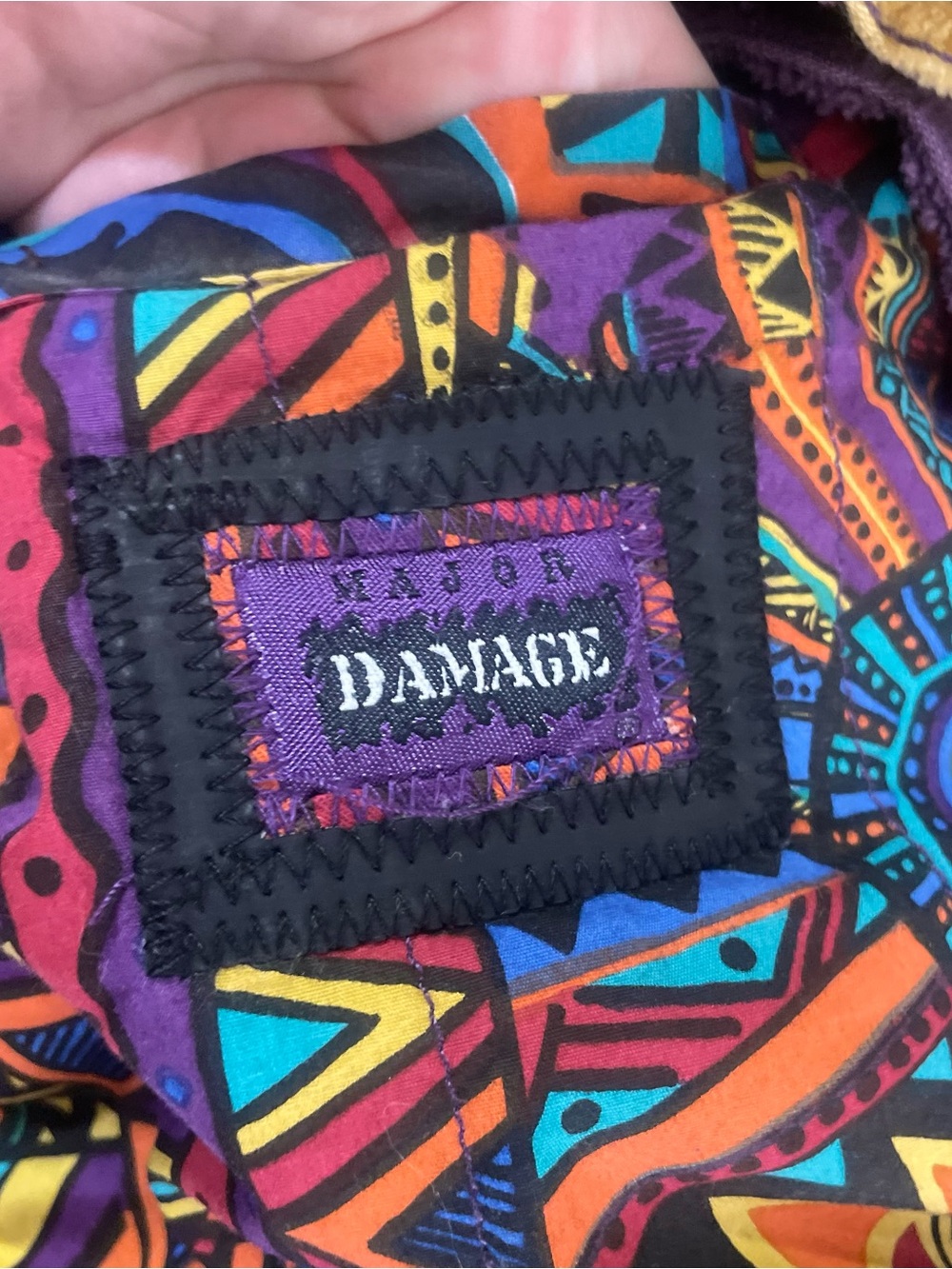 Vintage Major Damage Purple Corduroy Colorblock Jacket Medium M Hooded 1990 - Picture 9 of 9